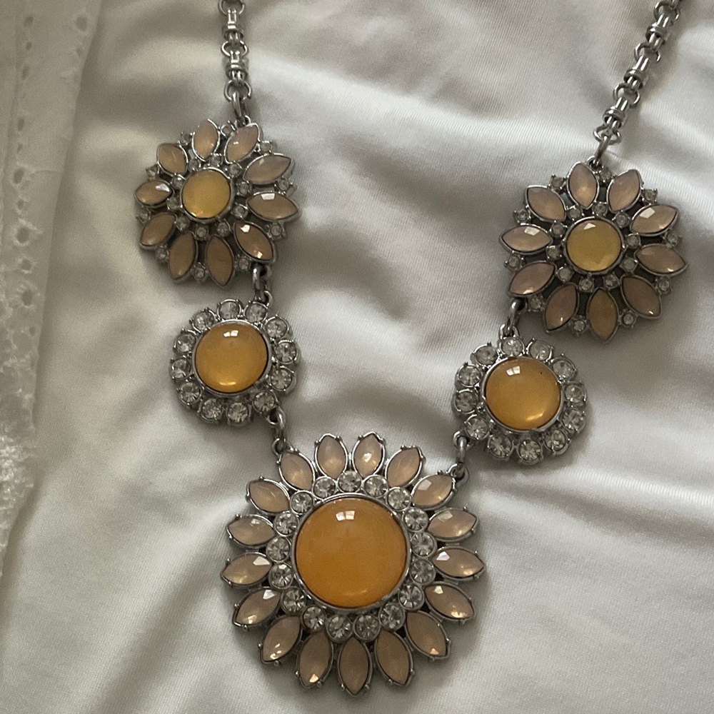 Lia Sophia Yellow and Cream Floral Necklace
